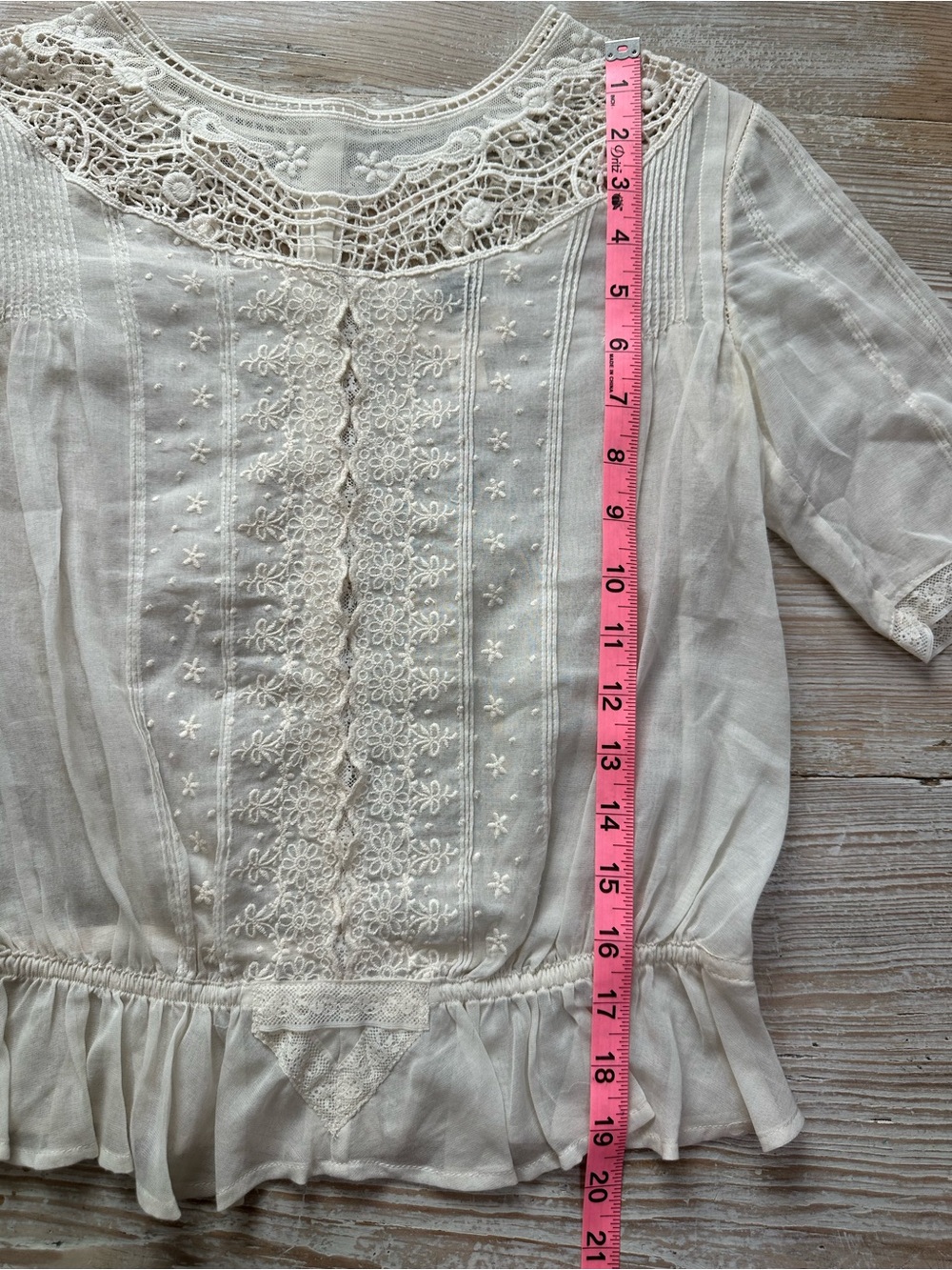 Pins and Needles Vintage-Inspired White Lace Women's Prairie Blouse Ivory XS - Picture 10 of 10